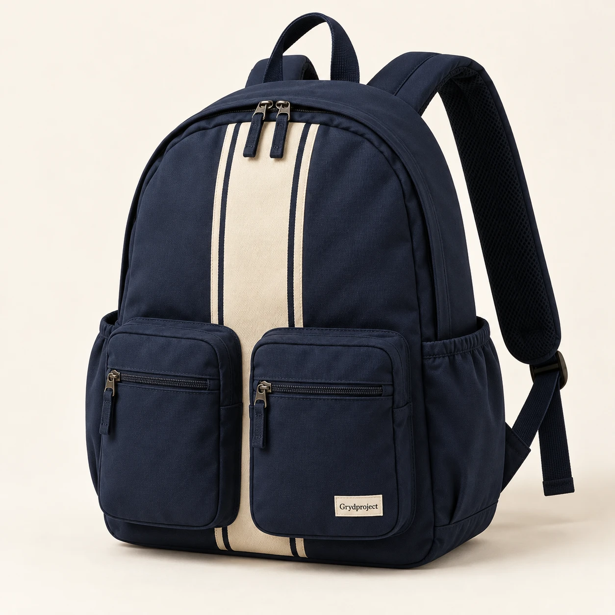 Varsity Stripe Backpack in Navy–Cream